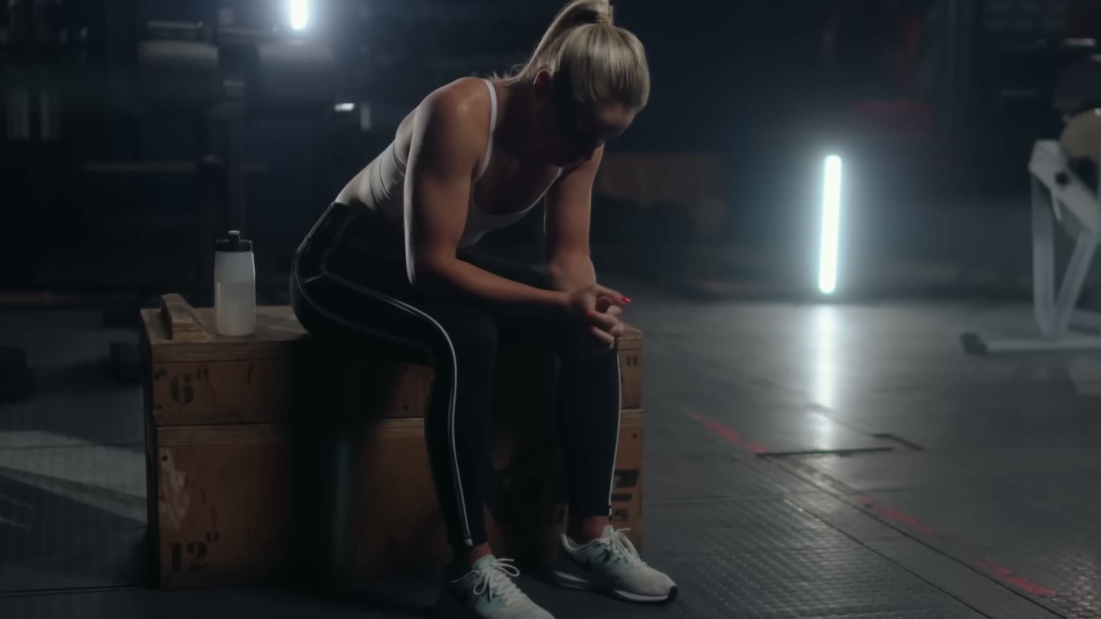Atleta em treino de força na academia